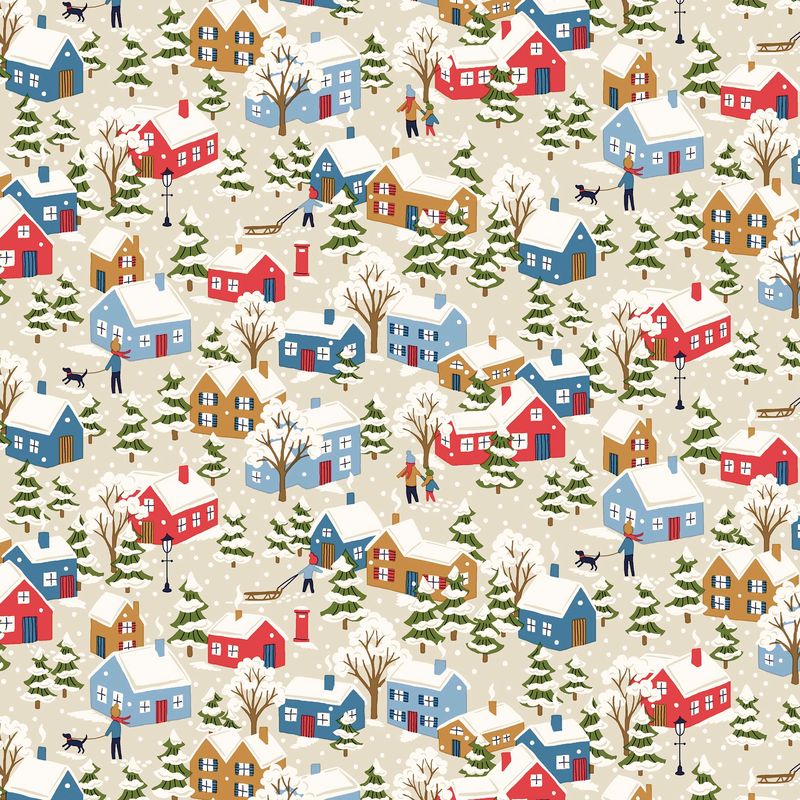 Liberty Lasenby Cotton - Festive Greetings - Festive Village  01667430B