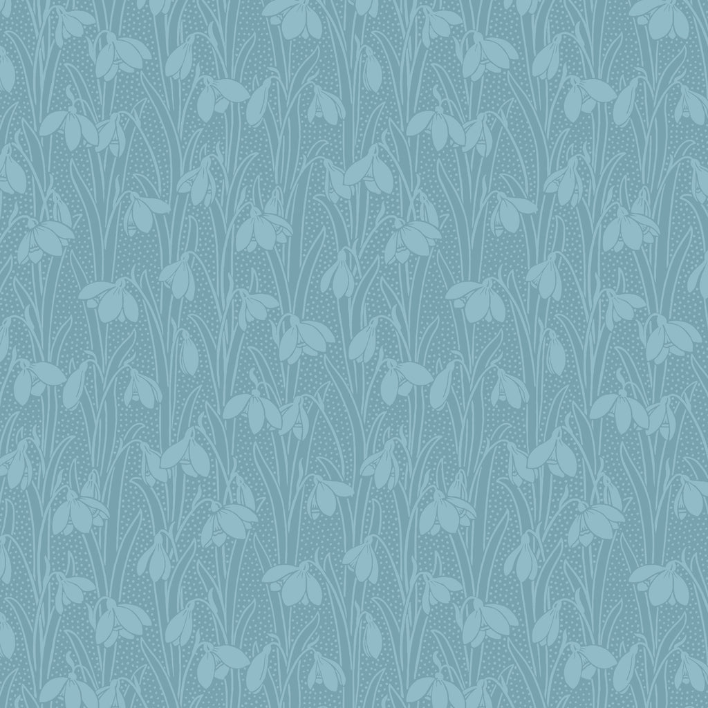 Liberty Lasenby Cotton - Snowdrop Spot - Steely Sky 01666874A