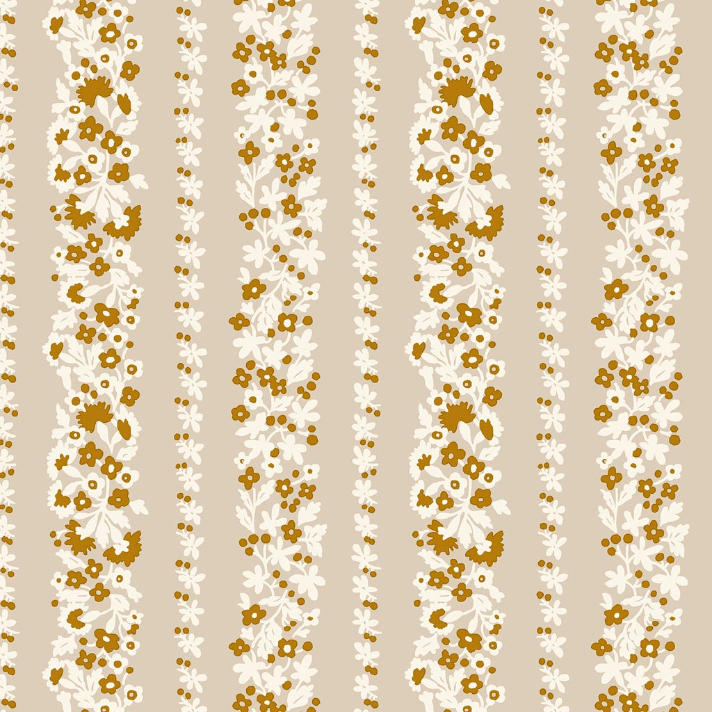 Liberty Lasenby Cotton - Denim Florals  - Topiary Stripe 402C