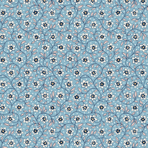 Liberty Lasenby Cotton - Denim Florals  - Lily Trail 406B