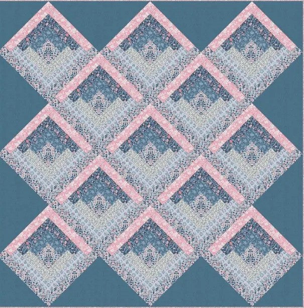 Liberty Lasenby Cotton - Craft Garden Log Cabin Quilt Pack - Pink/Blue
