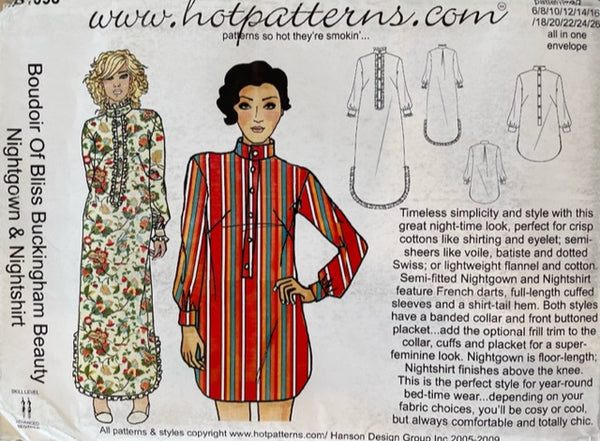Hot Patterns 1098 - Boudoir of Bliss Buckingham Beauty Nightgown & Nightshirt