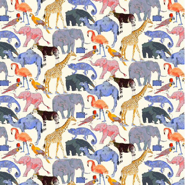 NEW Liberty Tana Lawn - LTL03634160E - Queue for the Zoo (mauve with orange)