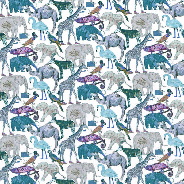 Liberty Tana Lawn - LTL03634160G - Queue for the Zoo - (blue)