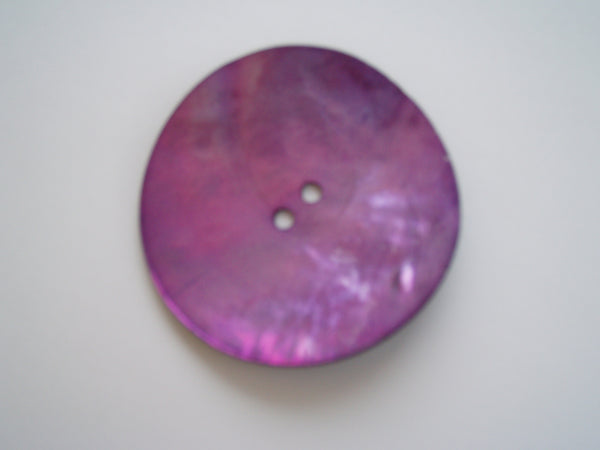 Pearlised coloured shell button - purple - 50mm diameter - each