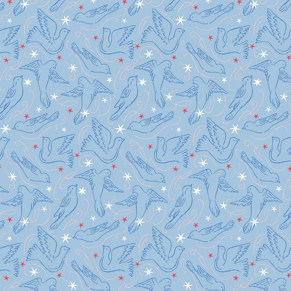 Liberty 'Merry & Bright' Dove Star - Blue (Fat Quarters)