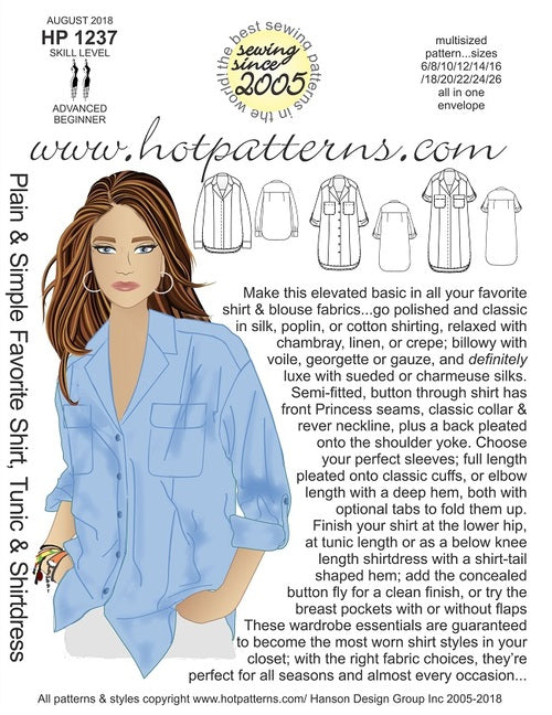 A Wardrobe Essential - Hot Patterns Favorite Shirt, Tunic & Shirtdress