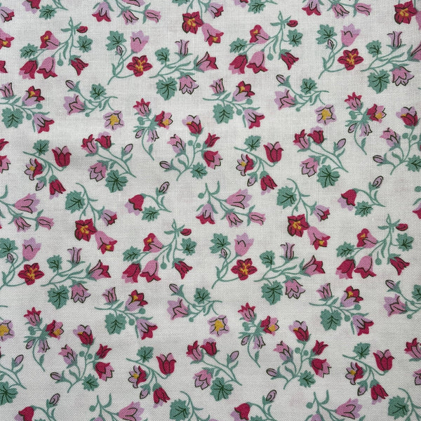 Floral pattern with red and pink flowers on a white background