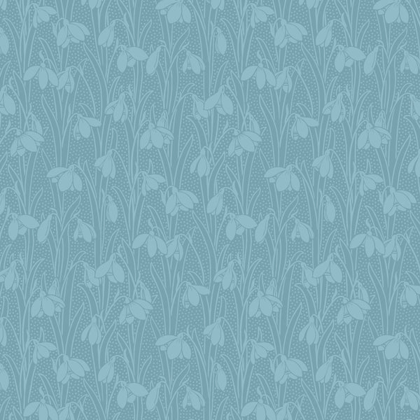 Liberty Lasenby Cotton - Snowdrop Spot - Steely Sky 01666874A