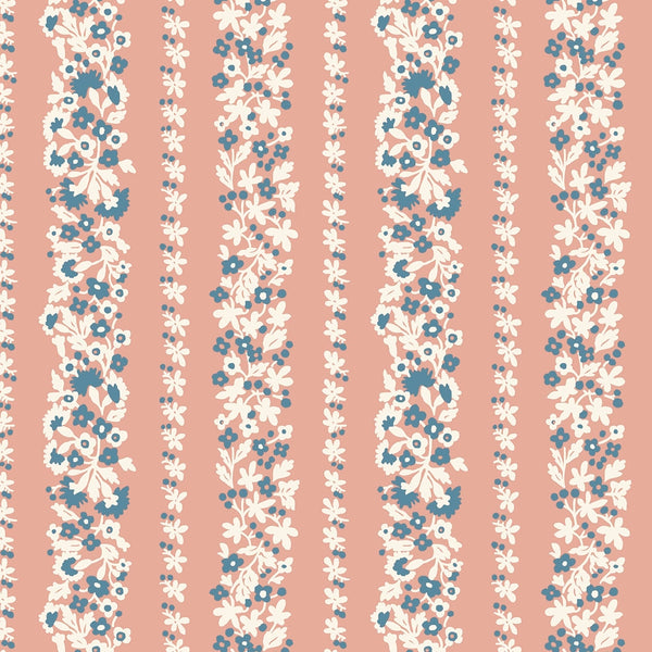 Liberty Lasenby Cotton - Denim Florals  - Topiary Stripe 402B