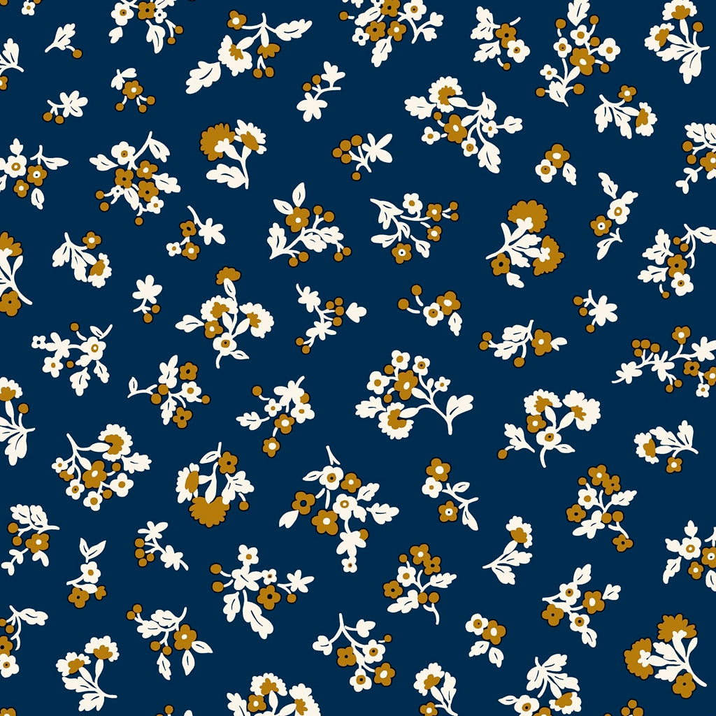 Liberty Lasenby Cotton - Denim Florals  - Tumbling Blooms 403A