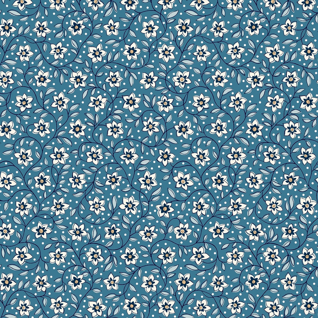 Liberty Lasenby Cotton - Denim Florals  - Lily Trail 406A