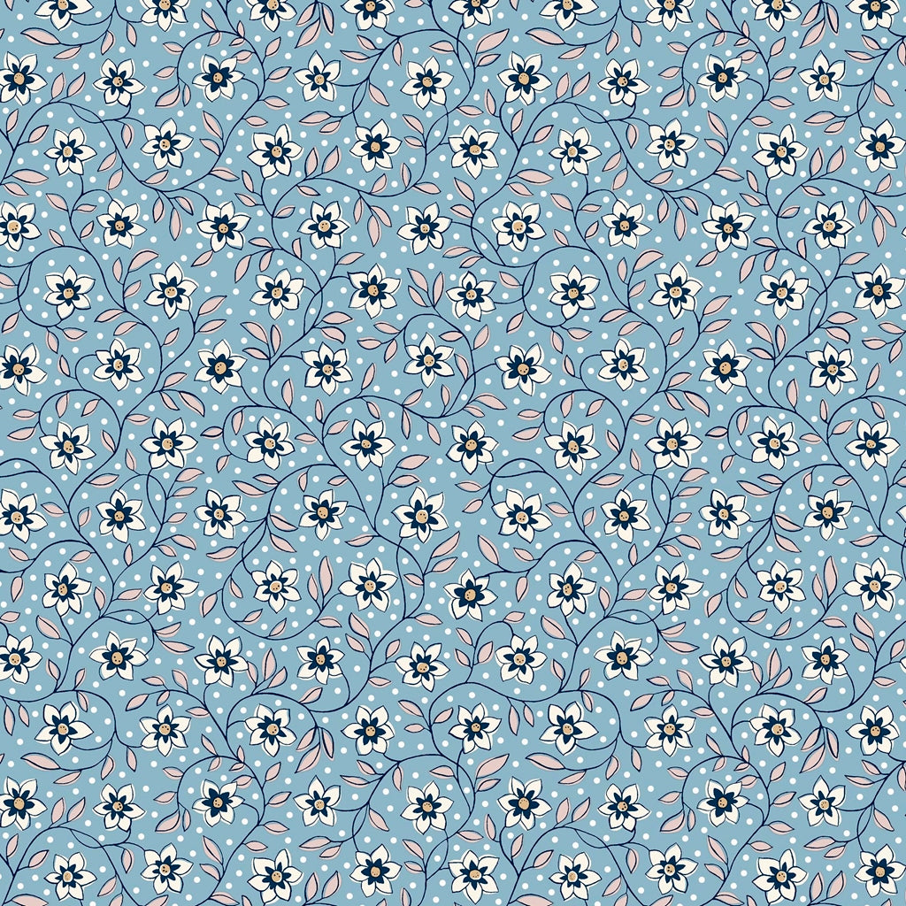 Liberty Lasenby Cotton - Denim Florals  - Lily Trail 406B