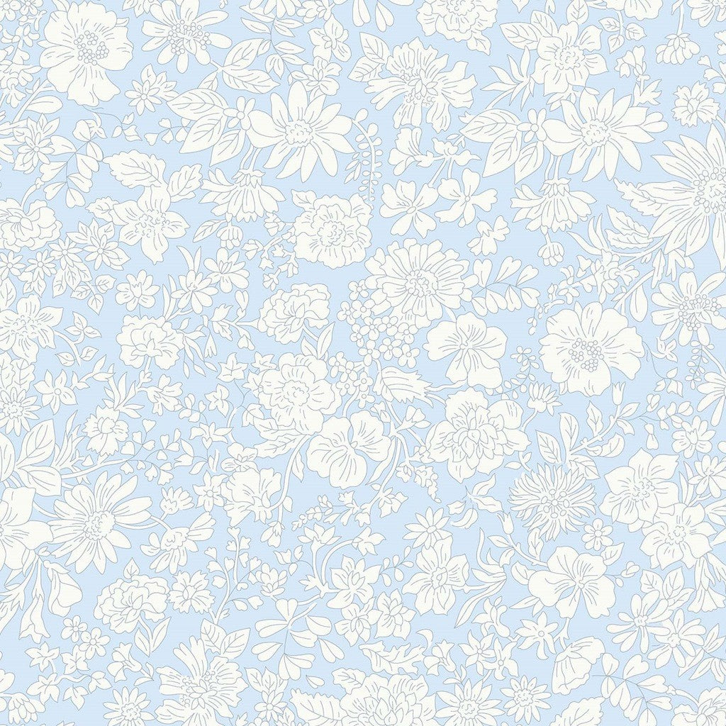 Liberty Lasenby Cotton - Emily Blossom - Pale Sky 0166W7409A - Wide Width