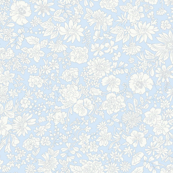 Liberty Lasenby Cotton - Emily Blossom - Pale Sky 0166W7409A - Wide Width
