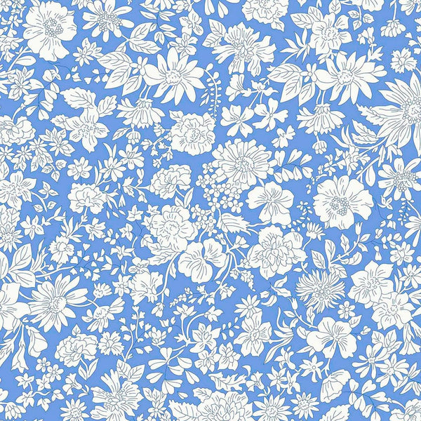 Liberty Lasenby Cotton - Emily Blossom - Marine Blue 0166W7410A - Wide Width