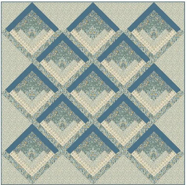 Liberty Lasenby Cotton - Craft Garden Log Cabin Quilt Pack - Blue/Green