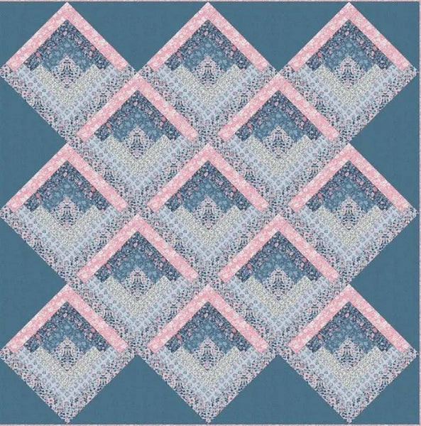 Liberty Lasenby Cotton - Craft Garden Log Cabin Quilt Pack - Pink/Blue