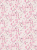 Floral pattern with small white flowers and green leaves on a pink background