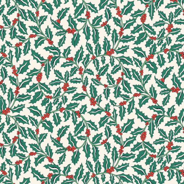Liberty Lasenby Cotton - Festive Greetings - Swirling Holly 01667432A