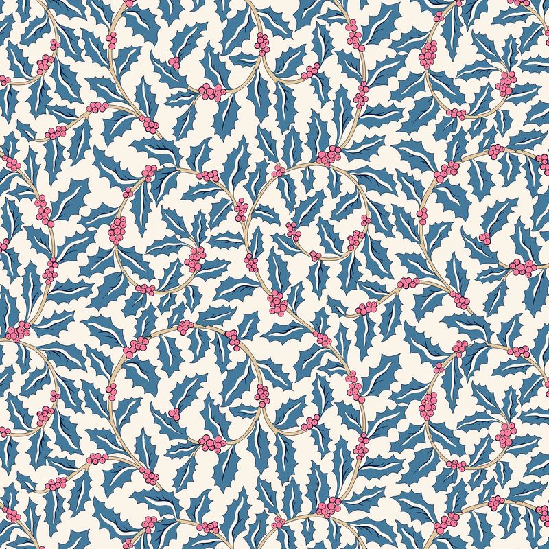 Liberty Lasenby Cotton - Festive Greetings - Swirling Holly 01667432C