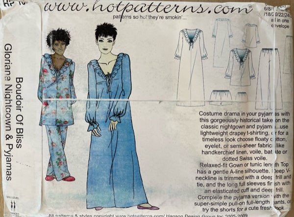 Hot Patterns 1095 - Boudoir of Bliss Gloriana Nightgown & Pyjamas
