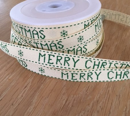 Merry Christmas Ribbon - Green