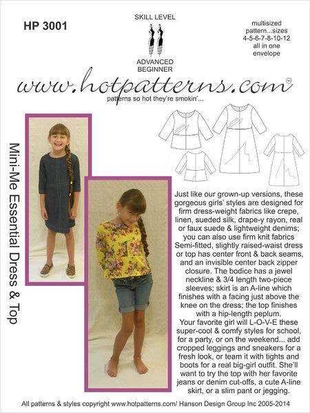 Hot Patterns 3001 - Mini-Me Essential Dress & Top
