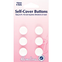 Self-Cover Buttons (plastic), 15mm, set of 6