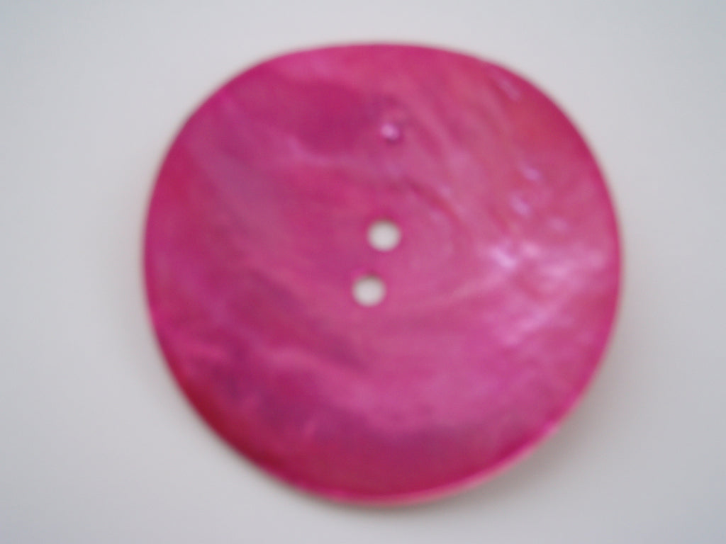 Pearlised coloured shell button - pink - 50mm diameter - each