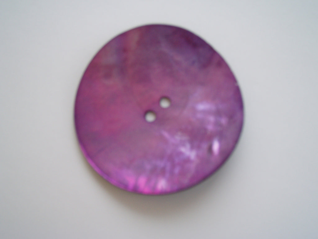 Pearlised coloured shell button - purple - 50mm diameter - each