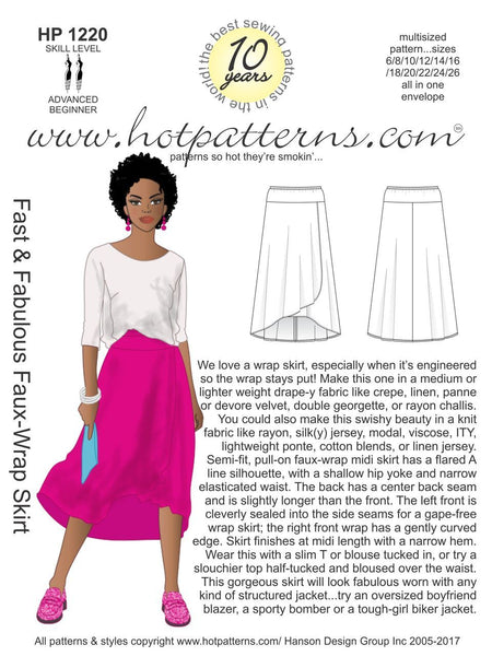 Hot Patterns 1220 - Fast & Fabulous Faux-Wrap Skirt