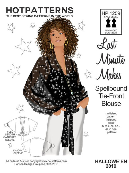 Hot Patterns 1259 DOWNLOAD Last Minute Spellbound Tie-front Blouse