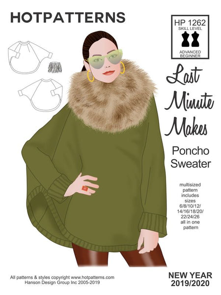 Hot Patterns 1262 DOWNLOAD Last Minute Poncho Sweater