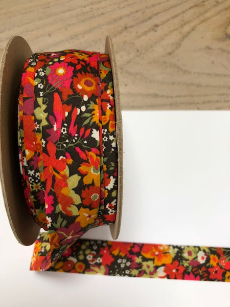 Liberty print Bias Binding - 25mm - by metre - Manuela Orange