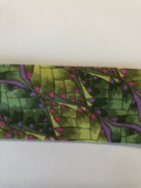 Liberty print Bias Binding - 25mm - by metre - Green/mauve