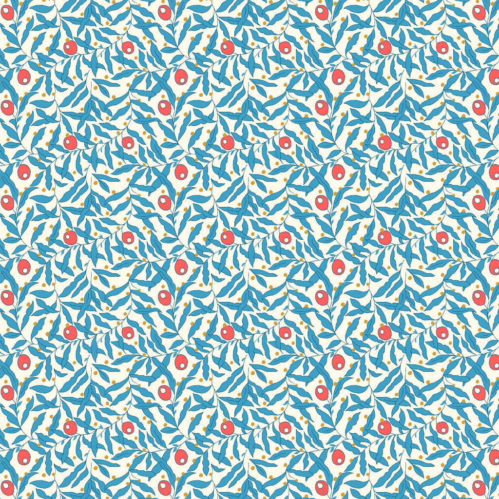 Liberty  'Merry & Bright' Holiday Berries - Blue (Fat Quarters)