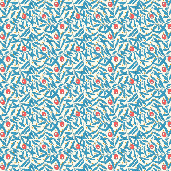 Liberty  'Merry & Bright' Holiday Berries - Blue (Fat Quarters)