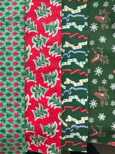Liberty Lasenby Cotton 'Merry & Bright' Christmas Pack 3   (4 x FQ pack)