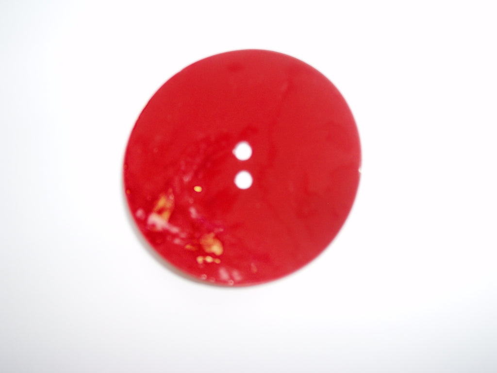 Pearlised coloured shell button - red - 50mm diameter - each