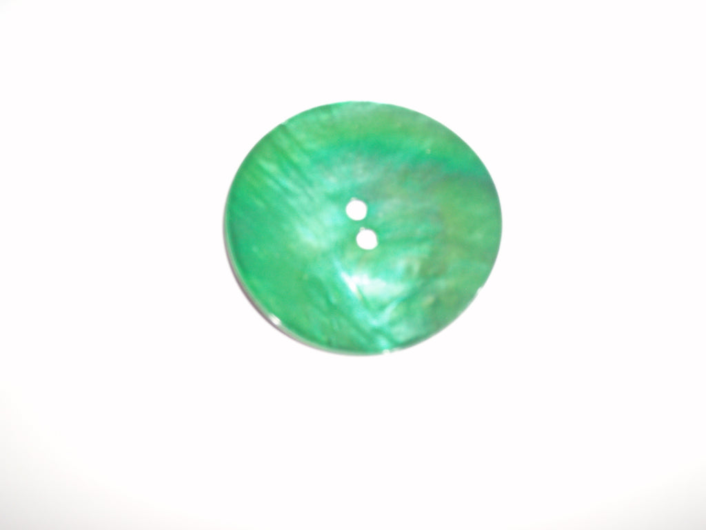 Pearlised coloured shell button - green - 50mm diameter - each